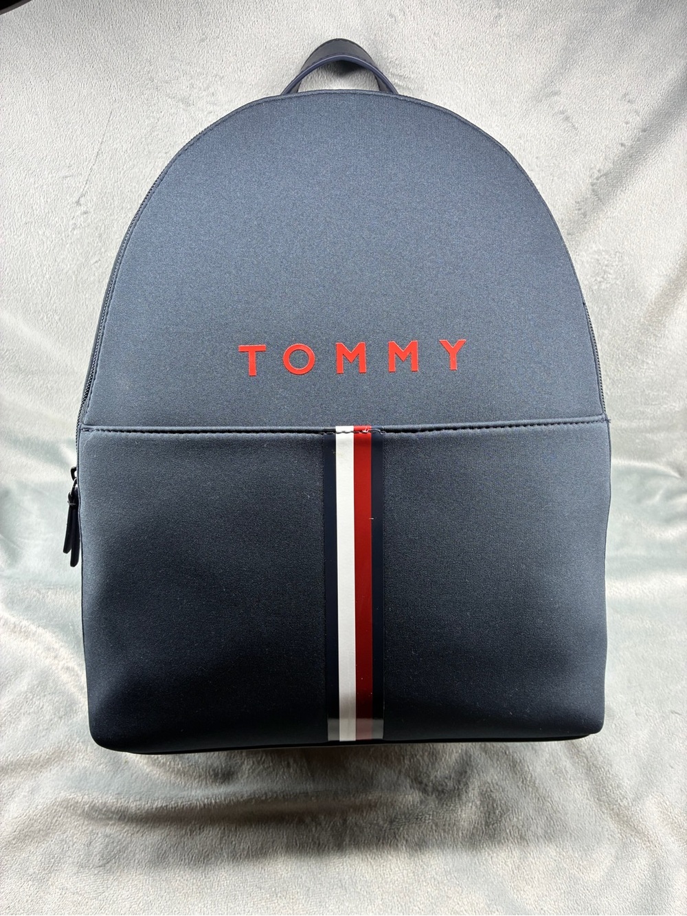 Tommy Hilfiger Navy Backpack with Red Logo and Tricolor Stripe